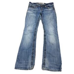BKE Jeans Womens 29x31.5 Blue Culture Boot Whiskered Stretch Distressed Buckle